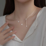 TrustDavis 925 Sterling Silver Square Star Double Layer Necklace for Women