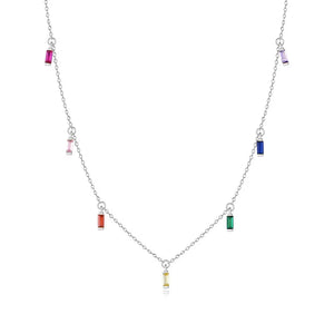 Davis 925 Silver Tassel Clavicle Necklace CZ Wedding 925 Jewelry