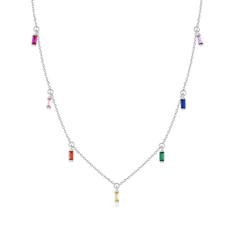 Davis 925 Silver Tassel Clavicle Necklace CZ Wedding 925 Jewelry
