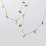 Davis 925 Silver Tassel Clavicle Necklace CZ Wedding 925 Jewelry