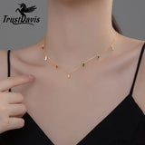 Davis 925 Silver Tassel Clavicle Necklace CZ Wedding 925 Jewelry