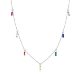 Davis 925 Silver Tassel Clavicle Necklace CZ Wedding 925 Jewelry