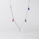 Davis 925 Silver Tassel Clavicle Necklace CZ Wedding 925 Jewelry