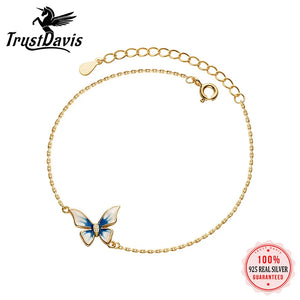 Davis 925 Sterling Silver Butterfly Chain Bracelet for Girls DS3430