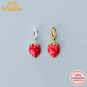 TrustDavis 925 Sterling Silver Strawberry Pendant DIY Jewelry