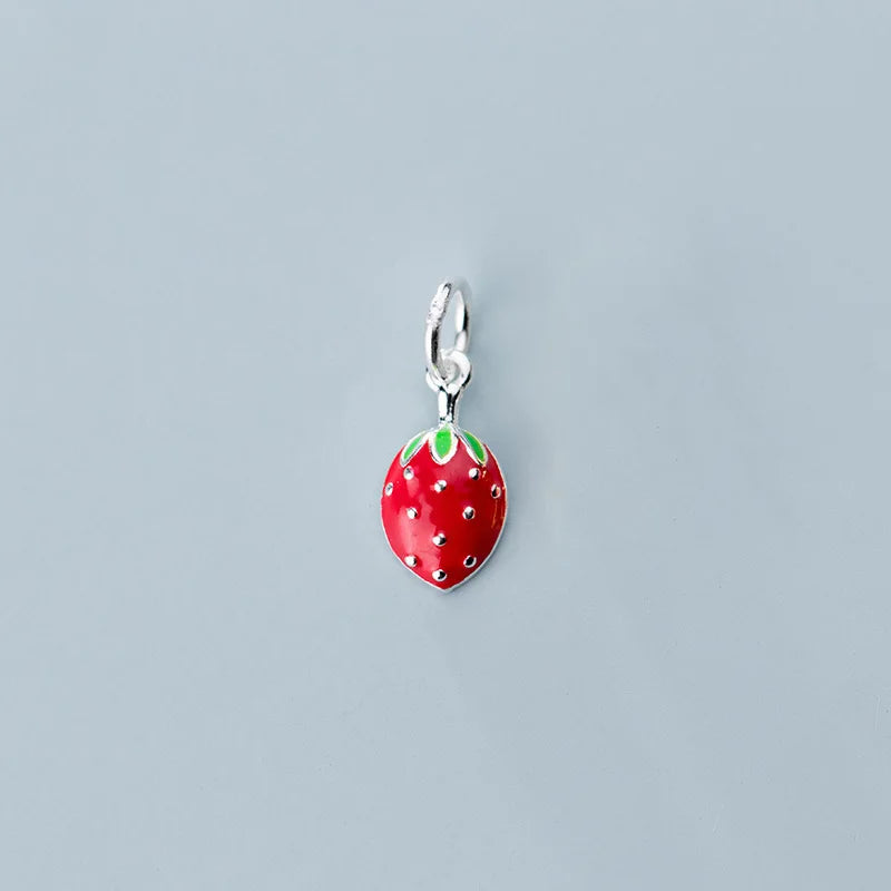 TrustDavis 925 Sterling Silver Strawberry Pendant DIY Jewelry