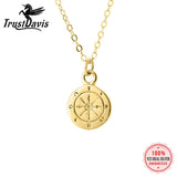 TrustDavis 925 Silver Compass Pendent Necklace for Women