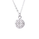 TrustDavis 925 Silver Compass Pendent Necklace for Women