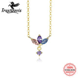 TrustDavis 925 Silver Crown Zircon Pendant Necklace Women Birthday Gift