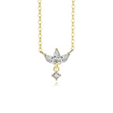 TrustDavis 925 Silver Crown Zircon Pendant Necklace Women Birthday Gift