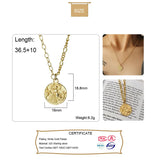 TrustDavis 925 Sterling Silver Round Coin Clavicle Chain Necklace