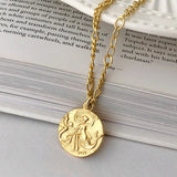 TrustDavis 925 Sterling Silver Round Coin Clavicle Chain Necklace