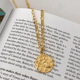 TrustDavis 925 Sterling Silver Round Coin Clavicle Chain Necklace