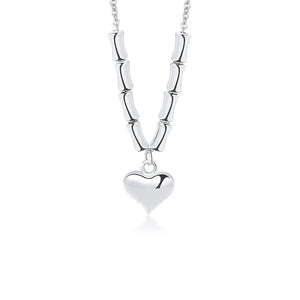 TrustDavis 925 Silver Heart Charm Necklace Vintage Clavicle Chain for Women