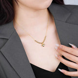 TrustDavis 925 Silver Heart Charm Necklace Vintage Clavicle Chain for Women