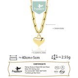 TrustDavis 925 Silver Heart Charm Necklace Vintage Clavicle Chain for Women