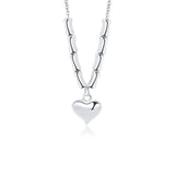 TrustDavis 925 Silver Heart Charm Necklace Vintage Clavicle Chain for Women