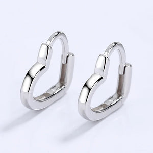 TrustDavis 925 Silver Heart Hoop Earrings Romantic Love Heart Earring