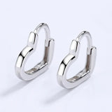 TrustDavis 925 Silver Heart Hoop Earrings Romantic Love Heart Earring