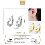 TrustDavis 925 Silver Heart Hoop Earrings Romantic Love Heart Earring