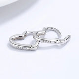TrustDavis 925 Silver Heart Hoop Earrings Romantic Love Heart Earring