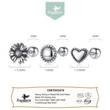 925 Silver Heart Daisy Round Stud Earrings Women Wedding Fine Jewelry