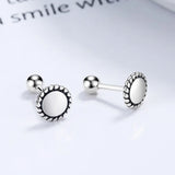 925 Silver Heart Daisy Round Stud Earrings Women Wedding Fine Jewelry
