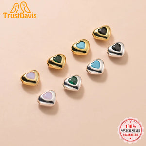 TrustDavis 925 Silver Heart Separator Beads Pendant DIY Necklace Bracelet