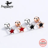 TrustDavis 925 Sterling Silver Heart Star Stud Earrings For Women