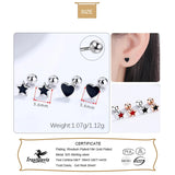 TrustDavis 925 Sterling Silver Heart Star Stud Earrings For Women