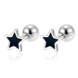 TrustDavis 925 Sterling Silver Heart Star Stud Earrings For Women