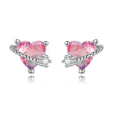 TrustDavis Zircon Heart Star Earrings for Daughter