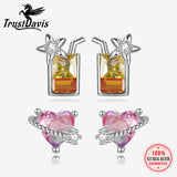 TrustDavis Zircon Heart Star Earrings for Daughter