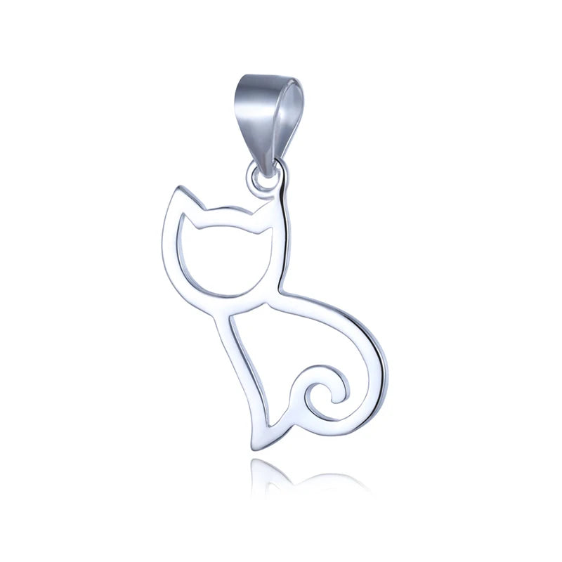 TrustDavis Real 925 Sterling Silver Hollow Cat Charm Pendant