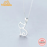 TrustDavis Real 925 Sterling Silver Hollow Cat Charm Pendant