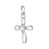 TrustDavis 925 Silver Hollow Cross CZ Pendant DIY Jewelry