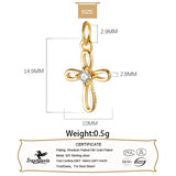 TrustDavis 925 Silver Hollow Cross CZ Pendant DIY Jewelry