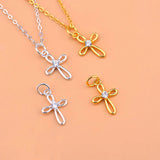 TrustDavis 925 Silver Hollow Cross CZ Pendant DIY Jewelry