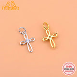 TrustDavis 925 Silver Hollow Cross CZ Pendant DIY Jewelry