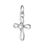 TrustDavis 925 Silver Hollow Cross CZ Pendant DIY Jewelry