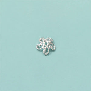 TrustDavis 925 Sterling Silver Flower Cap Bracelet Pendant DIY Lanyard