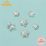 TrustDavis 925 Sterling Silver Flower Cap Bracelet Pendant DIY Lanyard