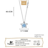 TrustDavis 925 Silver Hollow Star Zircon Chain Necklace for Women