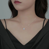 TrustDavis 925 Silver Hollow Star Zircon Chain Necklace for Women
