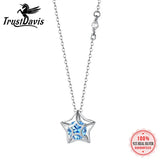TrustDavis 925 Silver Hollow Star Zircon Chain Necklace for Women