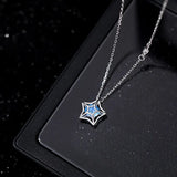 TrustDavis 925 Silver Hollow Star Zircon Chain Necklace for Women
