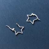 TrustDavis 925 Sterling Silver Star Hoop Earrings Birthday Gift For Women