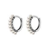 TrustDavis Silver Hoop Earrings Wedding Christmas Pearl Jewelry