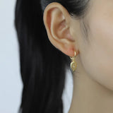 TrustDavis 925 Sterling Silver Hoop Earrings Water Drop Eyes Dangle Earring