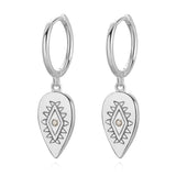 TrustDavis 925 Sterling Silver Hoop Earrings Water Drop Eyes Dangle Earring